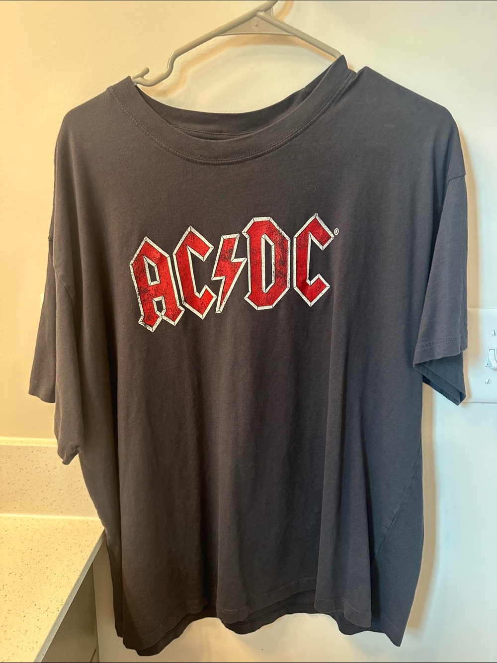 AC/DC Black Short-Sleeve Logo Tee with Red Lettering